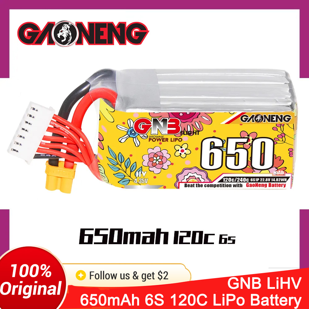 Drone Battery Li-Ion - GAONENG 6S 650mAh LiHV 22.8V 120C